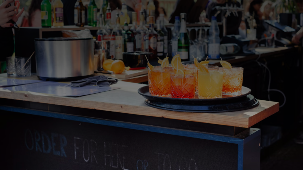 bartender counter and set up 