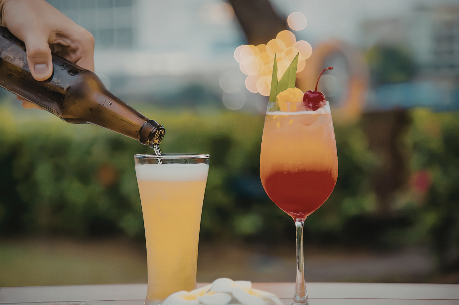 image of a person making cocktail and mocktails for birthday party at outdoor