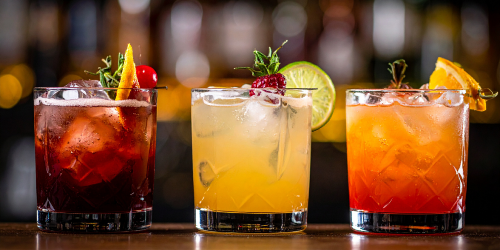 a image of cocktail  explaining designed and kept in a row
