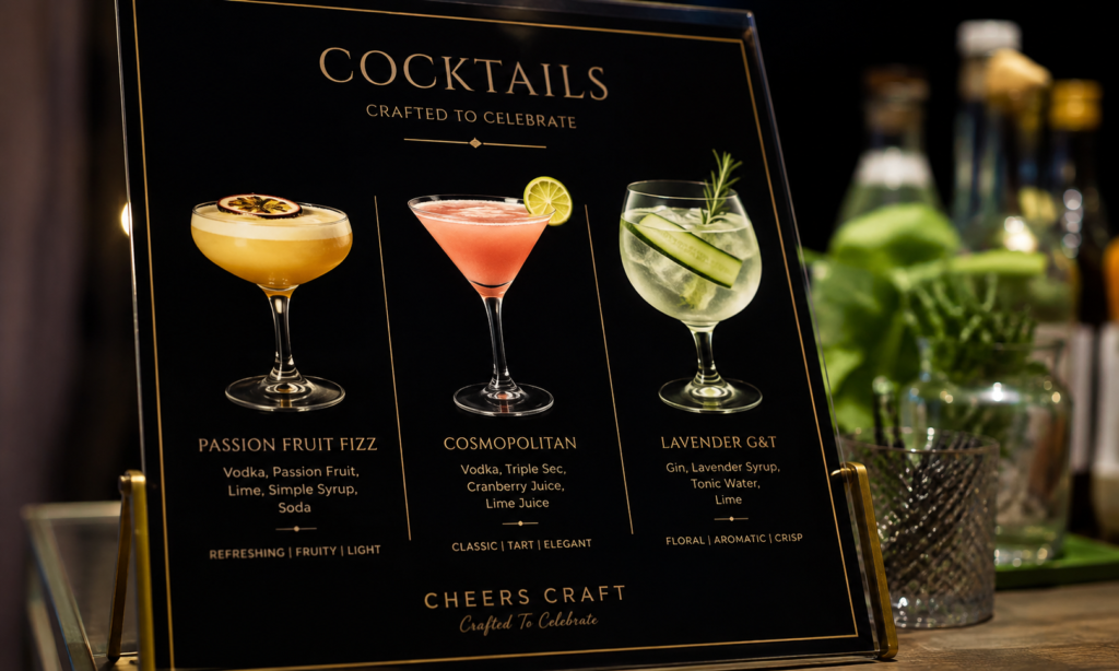 Signature cocktails for corporate Annual Day even