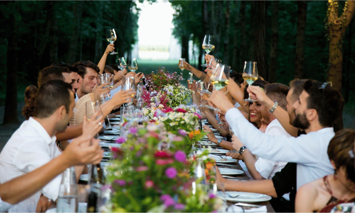 business dinner celebrating with cocktails